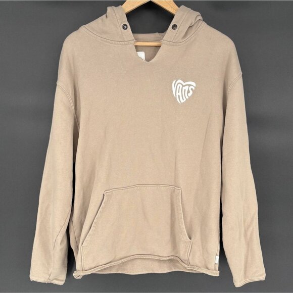 Vans Men's Heart Logo Hoodie Sweatshirt Size L Beige Skate Skater - Picture 1 of 7